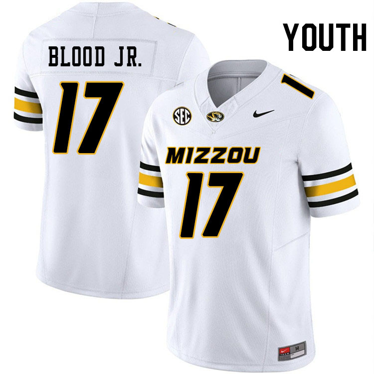 Youth #17 Harold Blood Jr. Missouri Tigers College Football Jerseys Stitched-White